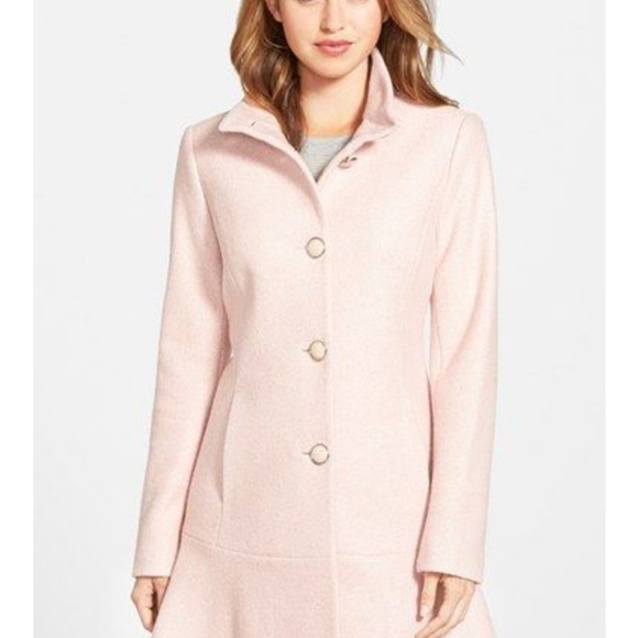 Kensie Jackets & Blazers - Kensie Wool Blend -Single Breasted Ruffle Hem Coat
